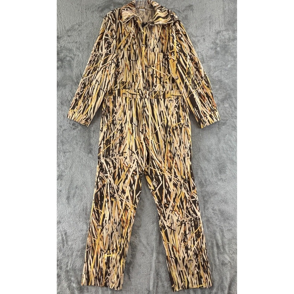 Vintage Dakota Hunting Coveralls Mens M Unlined Camouflage Cattail Zip Close